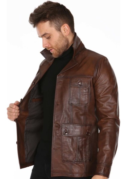 Deri Erkek Casual Deri Mont