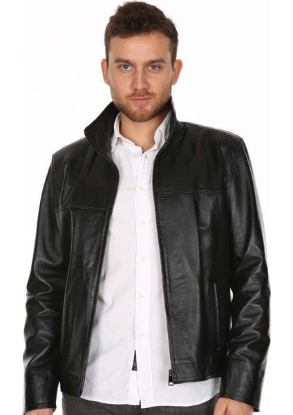 Deri Erkek Düz Model Deri Mont