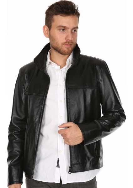 Deri Erkek Düz Model Deri Mont