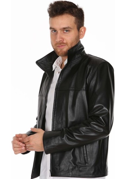 Deri Erkek Düz Model Deri Mont