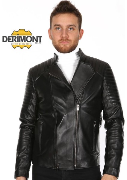 Deri Erkek Çift Fermuar Spor Deri Mont fiyatları
