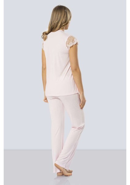 3197 Dantelli Pijama Takımı - Pembe
