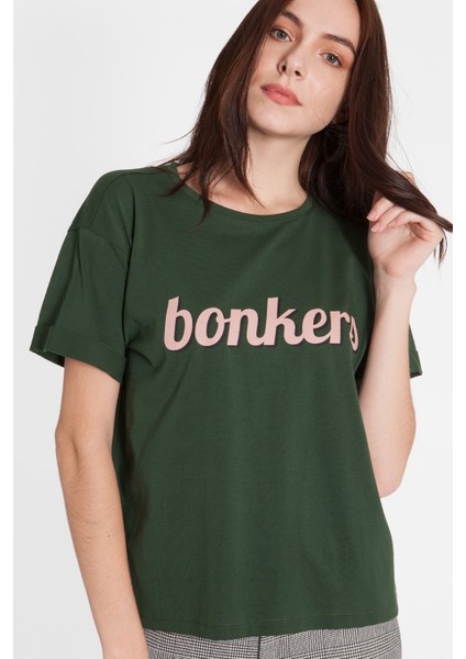Piera - Pamuk Bonkers Baskılı Yeşil Tişört L
