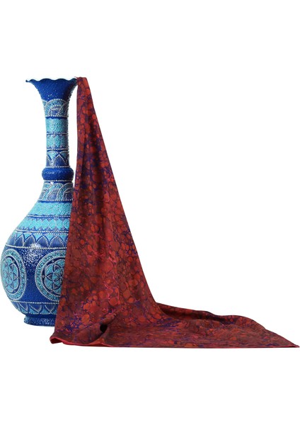 EL İŞÇİLİĞİ KADIN RENKLİ EBRU EŞARP 90*90 cm - E0085