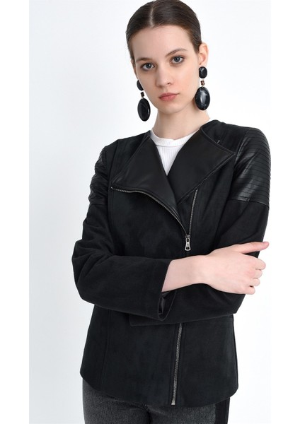 Z6615 Bayan Derili Süet Mont