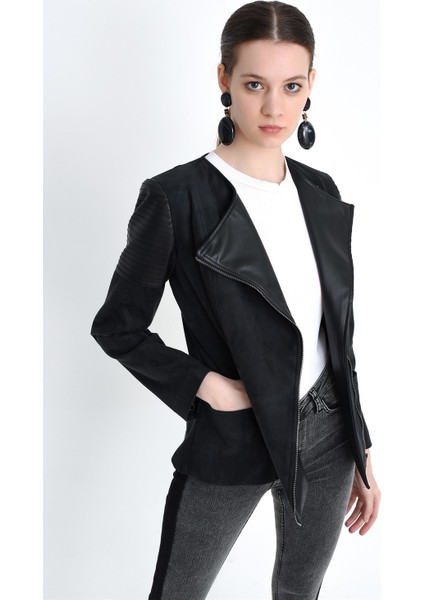 Z6615 Bayan Derili Süet Mont