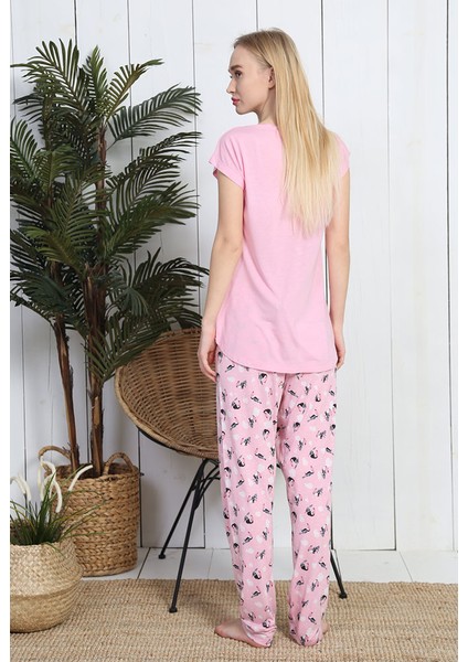 Kadın Kısa Kol Normal Beden Viskon Pijama Takım