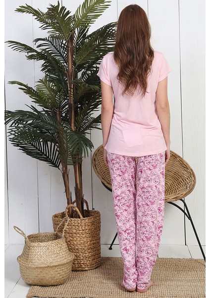 Kadın Kısa Kol Viskon Pijama Takımı 8721