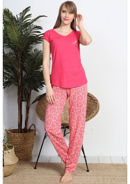 1302 Viskon Yarasa Kol Kadın Pijama Takımı