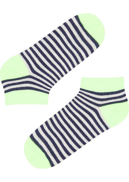 Çok Renkli Erkek Çocuk Neon Striped 2'li Patik Çorap