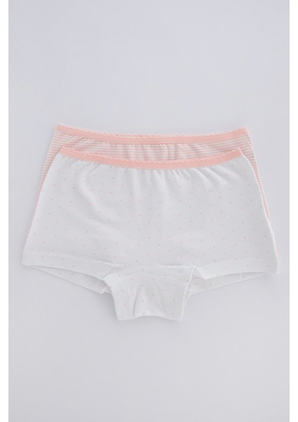 Çok Renkli Kız Çocuk Flat Stripe 2Li Boxer