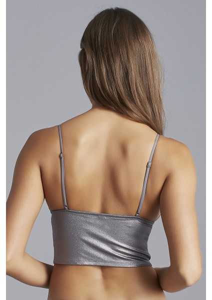 Parlak Gri Luna Leather Bralet modelleri