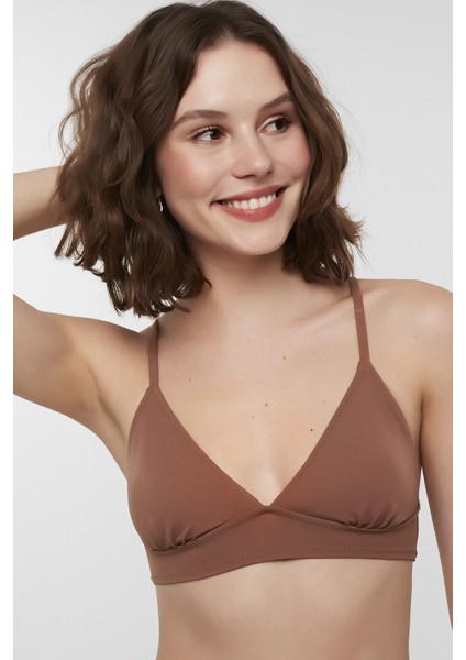 Açık Kahverengi Basic Bralette Bikini Üstü