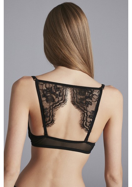 Siyah Addict Embrodiery Sütyen