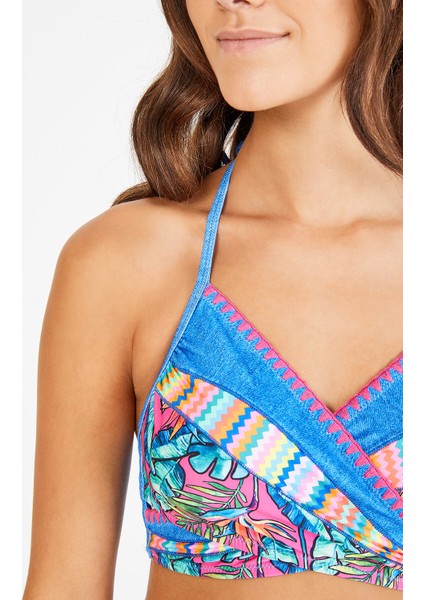 Denim Look Wrap Bikini Üstü fiyatları