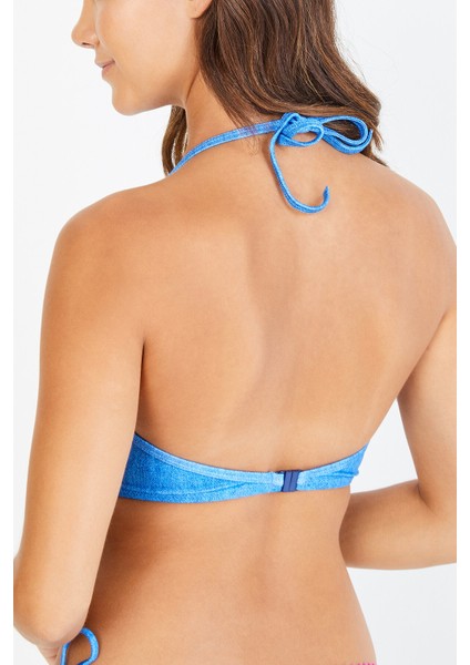 Denim Look Wrap Bikini Üstü modelleri