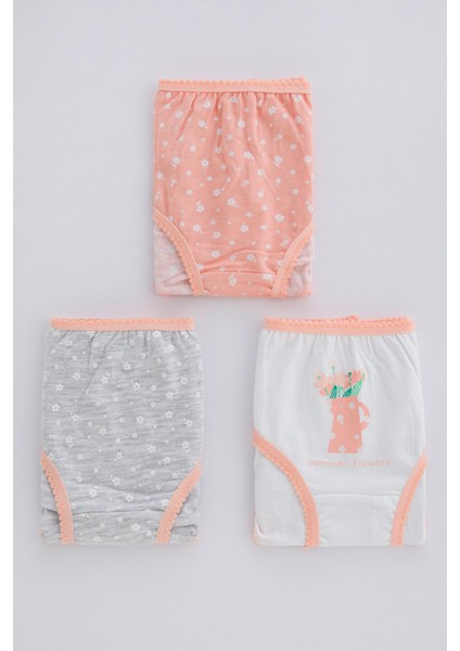 Çok Renkli Kız Çocuk Ditsy 3'lü Slip Külot