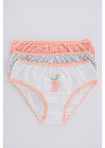 Çok Renkli Kız Çocuk Ditsy 3'lü Slip Külot