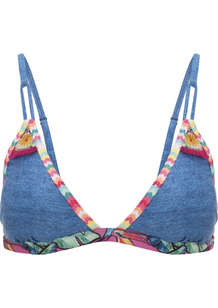 Denim Look Üçgen Fit Bikini Üstü fırsatları