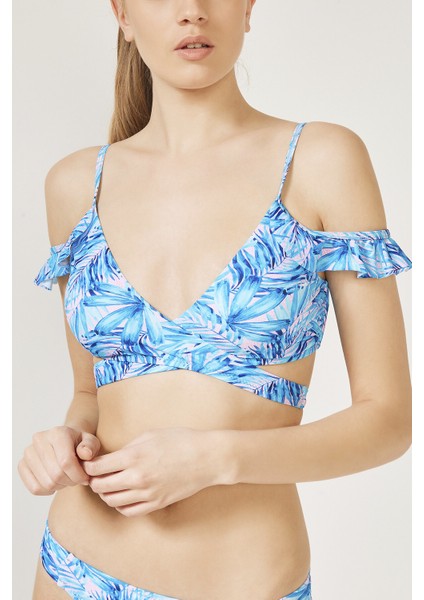Baskılı Hawai Tee Bikini Üstü