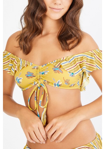Baskılı Marakesh Straplez Bikini Üstü