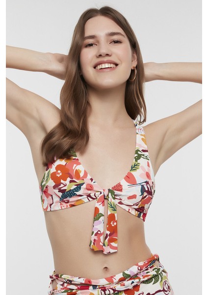 Çok Renkli Sunset Üçgen Knot Bikini Üstü fiyatları