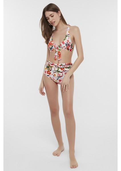Çok Renkli Sunset Üçgen Knot Bikini Üstü indirimleri
