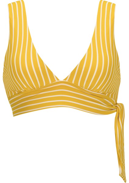 Safran Çizgili Kate Derin V Bikini Üstü indirimleri