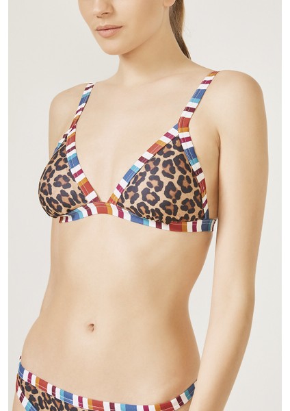 Baskılı Linosa Üçgen Fit Bikini Üstü