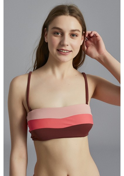 Çizgili Marissa Bandeau Bikini Üstü