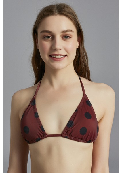 Çikolata Polka Üçgen Bikini Üstü