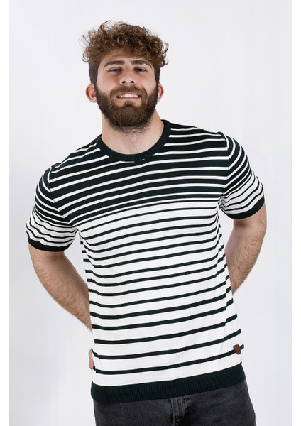 Alexander Gardı Bisiklet Yaka T-Shirt, Yeşil Çizgili (Ag504806) Beyaz-Yeşil M fiyatları