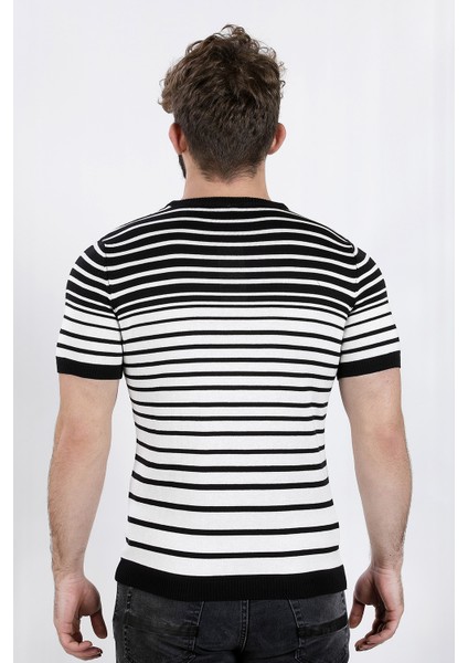 Alexander Gardı Bisiklet Yaka T-Shirt, Yeşil Çizgili (Ag504806) Beyaz-Yeşil M fırsatları