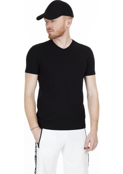V Yaka T-Shirt Erkek T-Shirt N08Er