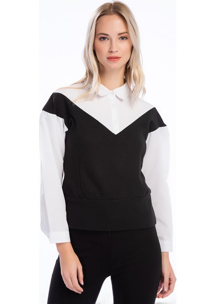 84411014 Selanik Gömlek Detaylı Uzun Kol Bluz