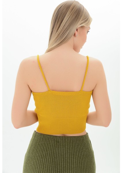 9116167 Triko Askılı Düz Bluz HARDAL indirimleri