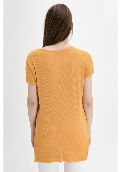 9132735 Kaşkorse V Yaka Salash Kısa Kol Bluz HARDAL fiyatları