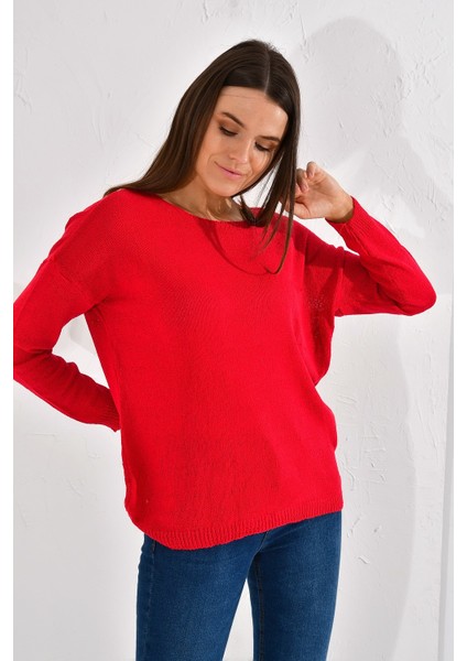 20026175 Triko Tek Cepli Bluz KIRMIZI modelleri