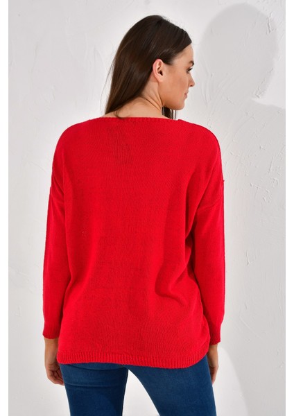 20026175 Triko Tek Cepli Bluz KIRMIZI fırsatları