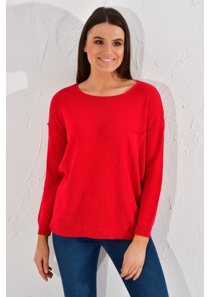 20026175 Triko Tek Cepli Bluz KIRMIZI indirimleri