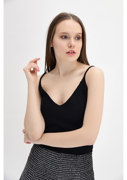 9130028 Triko İp Askılı Bluz Sm