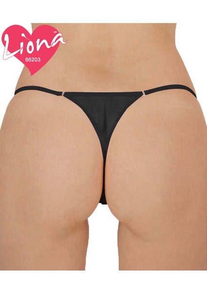Halkalı Transparan Siyah G String İç Giyim