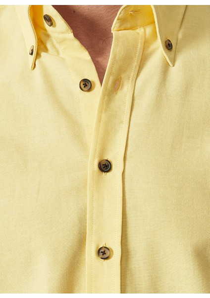 Erkek Sarı Düğmeli Yaka Tailored Slim Fit Oxford Gömlek indirimleri