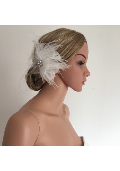 Beyaz Tüylü Saç Aksesuarı