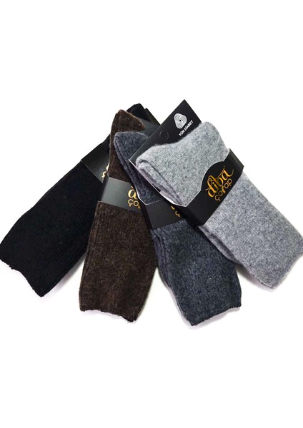 4 Adet Lambswool Yün Kışlık Şeker Diabet Erkek Çorap