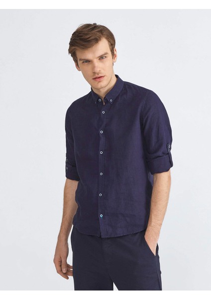 Keten Slim Fit Basic Gömlek