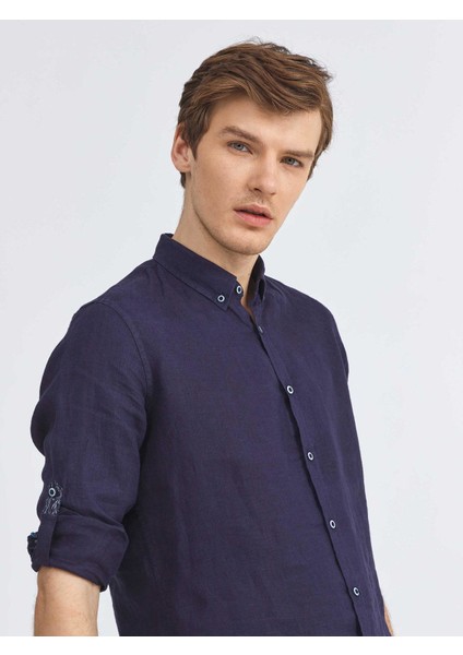 Keten Slim Fit Basic Gömlek modelleri