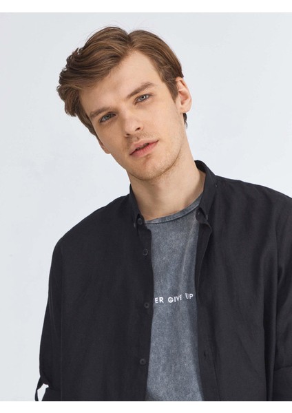 Keten Slim Fit Basic Gömlek modelleri