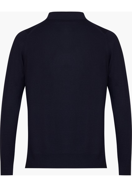Lacivert Klasik Kesim Yünlü Polo Yaka Triko fırsatları