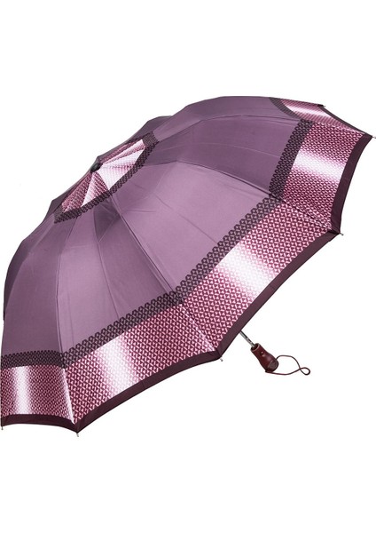 Snotline Kadın 10 Telli Şemsiye Mini Desen Mor 32L